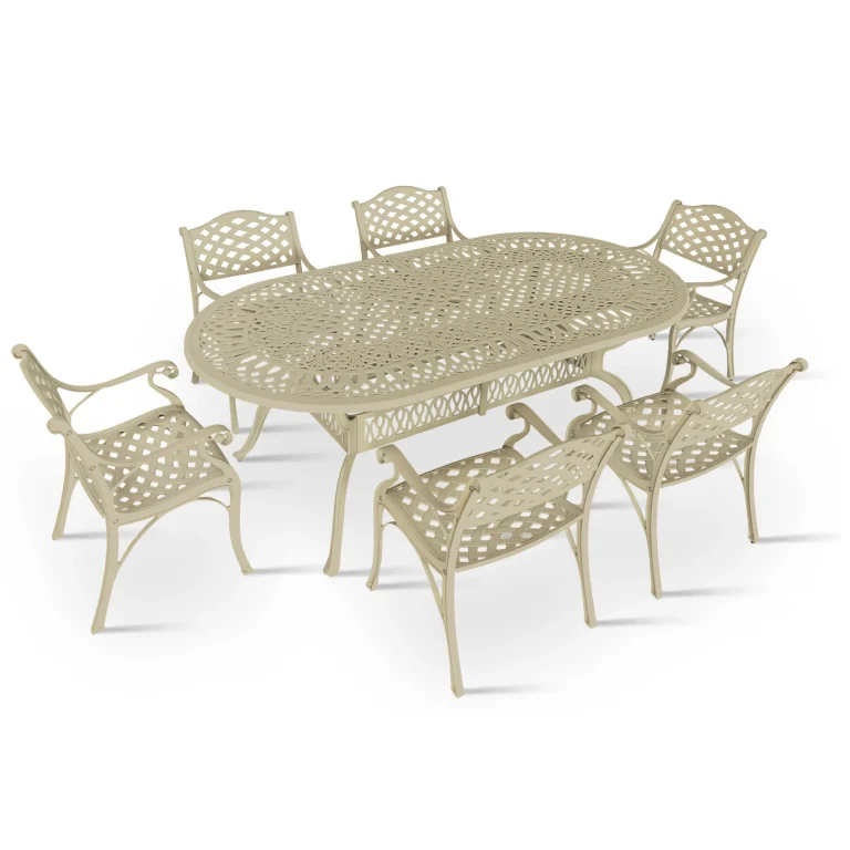 6 Seater Lattice with 214cm x 110cm Elizabeth Table (OVAL)