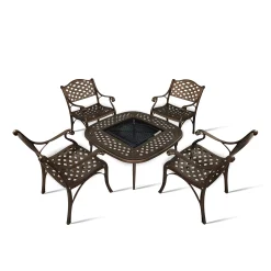 4 Seater Lattice Chair with 105cm Square Firepit A Table (Shorter 40cm Table)