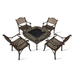 4 Seater Lattice Chair with 105cm Square Firepit B Table (Taller 48cm Table)