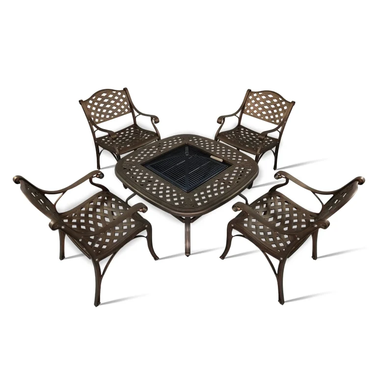 4 Seater Lattice Chair with 105cm Square Firepit B Table (Taller 48cm Table)