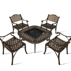 4 Seater Lattice Chair with 105cm Square Firepit A Table (Shorter 40cm Table)