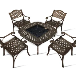 4 Seater Lattice Chair with 105cm Square Firepit B Table (Taller 48cm Table)